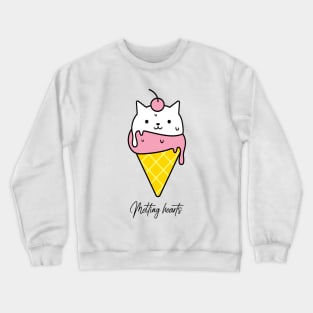 Melting hearts cat doodle Crewneck Sweatshirt